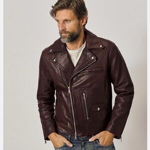 Buck Mason Brown Leather Moto Jacket